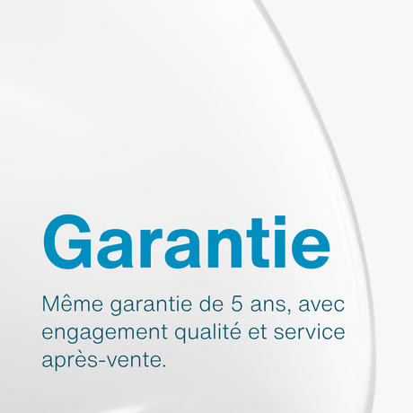 Même garantie de 5 ans, avec engagement qualité et service après-vente.