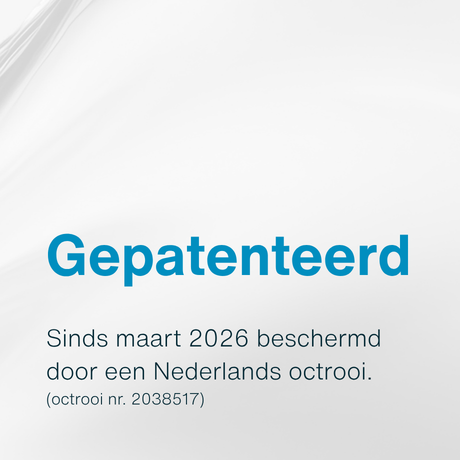 Gepatenteerd: Sinds maart 2026 beschermd  door een Nederlands octrooi.  (octrooi nr. 2038517)