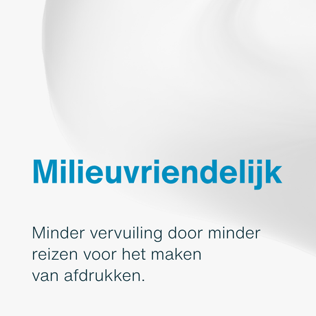 Milieuvriendelijk: Minder vervuiling door minder reizen voor het maken  van afdrukken.