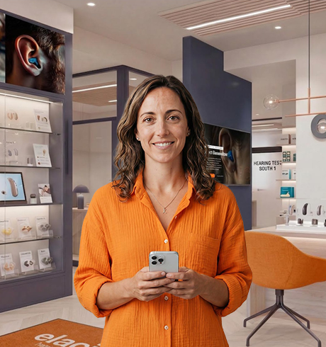 Center Audiologist With Phone 460X490px