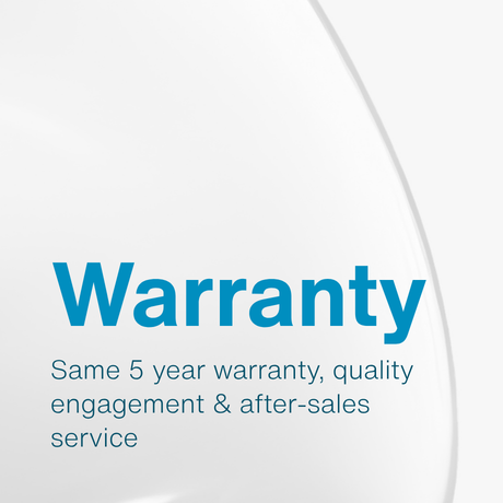 Warranty : Same 5 year warranty, quality engagement & after-sales service